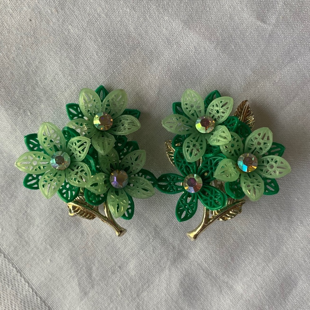 Large Plastic Clip-on flower earrings